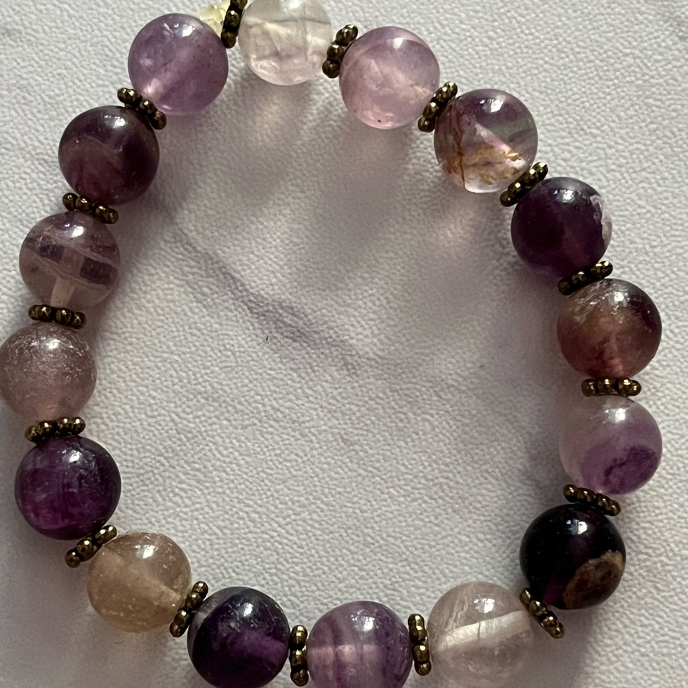 Purple Fluorite Beaded Bracelet